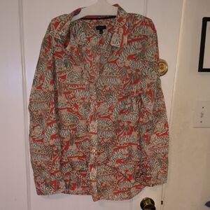 Talbots | Red and Gray Button Down Shirt